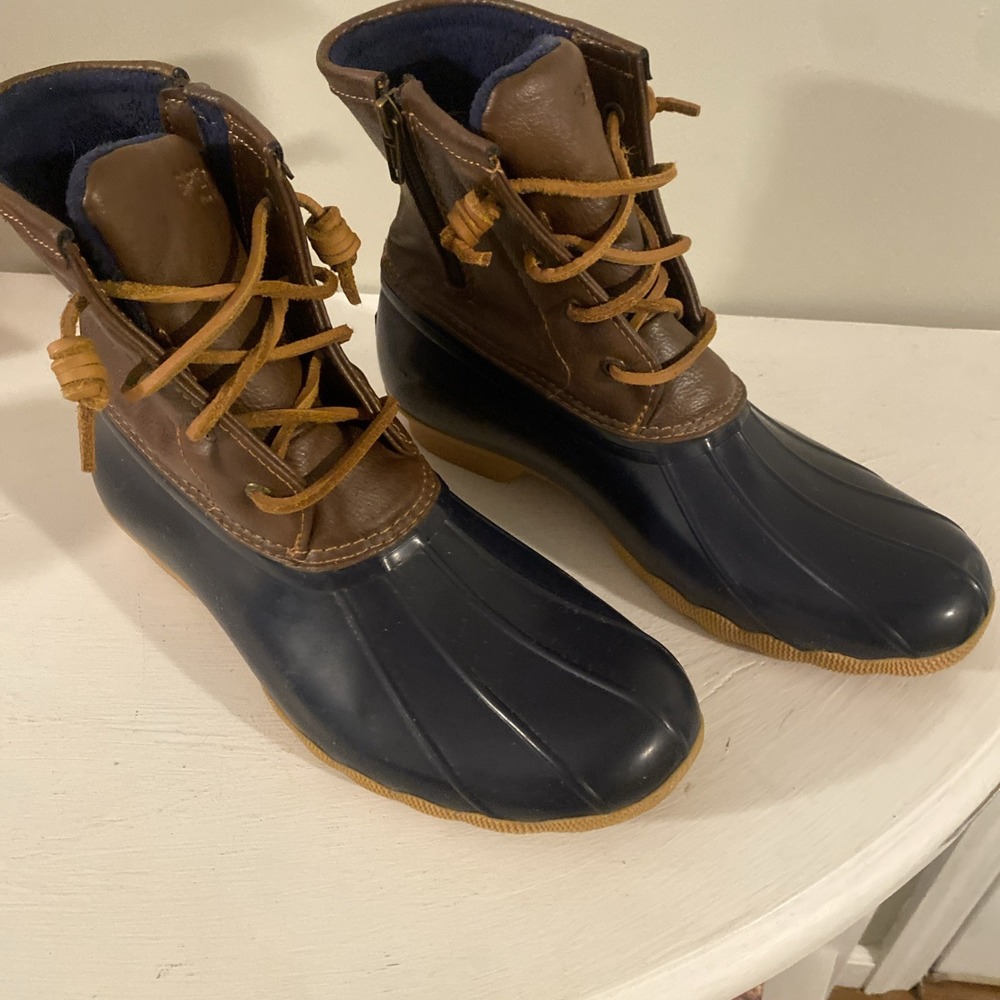 Sperry Brown and Navy Duck Boots
